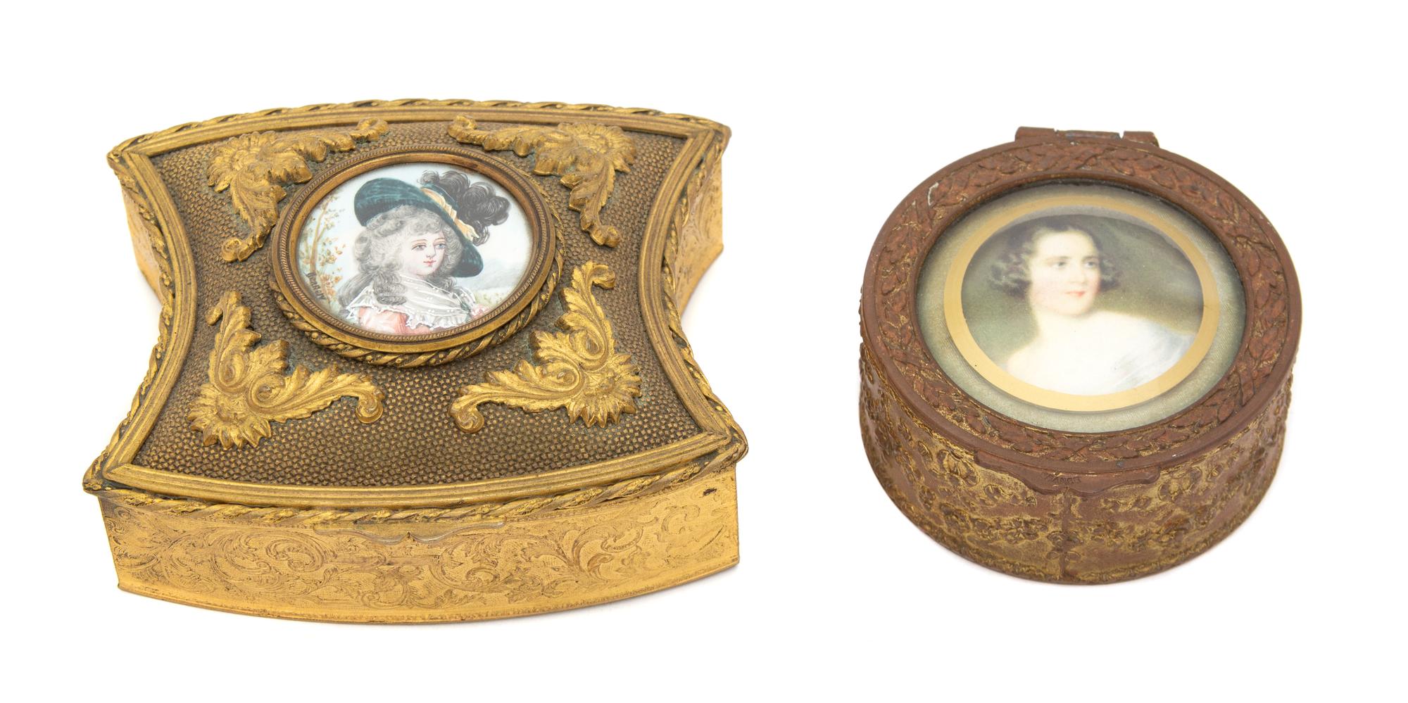 Two French Gilt Metal Boxes Width of largest 4 1/8 x depth 3 3/4 inches. — 19TH CENTURY