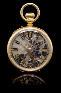 An 18 Karat Yellow Gold Skeletonized Pocket Watch,