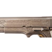 ** Engraved and Refinished Nickel Plated Colt US Model 1911 Pistol with Pearl Grips