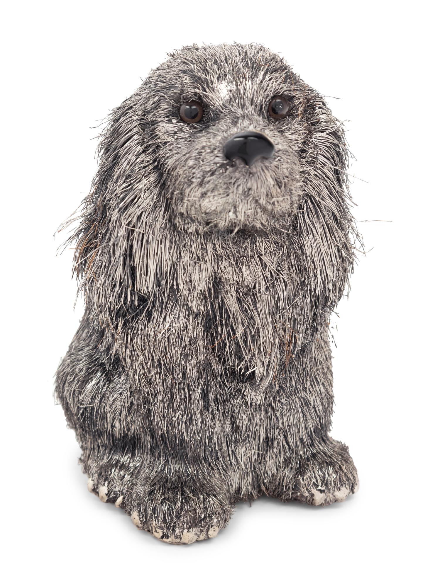 A Buccellati Silver Furry Dog Figure