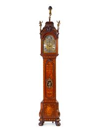 A Dutch Walnut and Marquetry Tall Case Clock