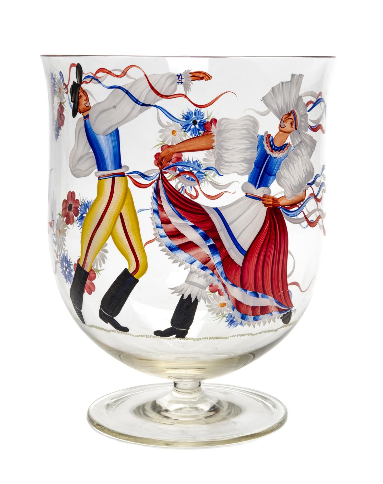 An Enameled Glass Vase Height 8 1/2 inches. — CIRCA 1930s