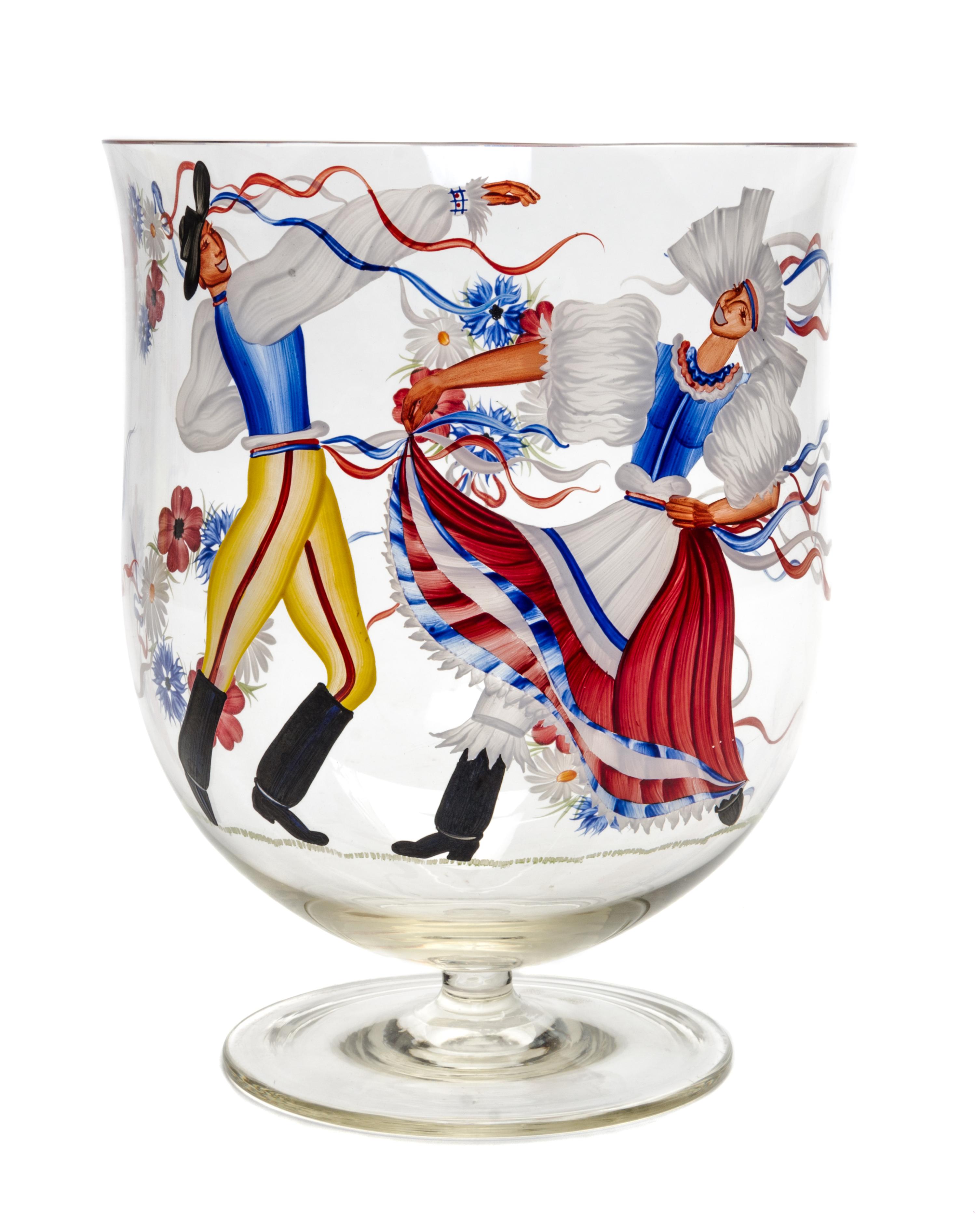 An Enameled Glass Vase Height 8 1/2 inches. — CIRCA 1930s