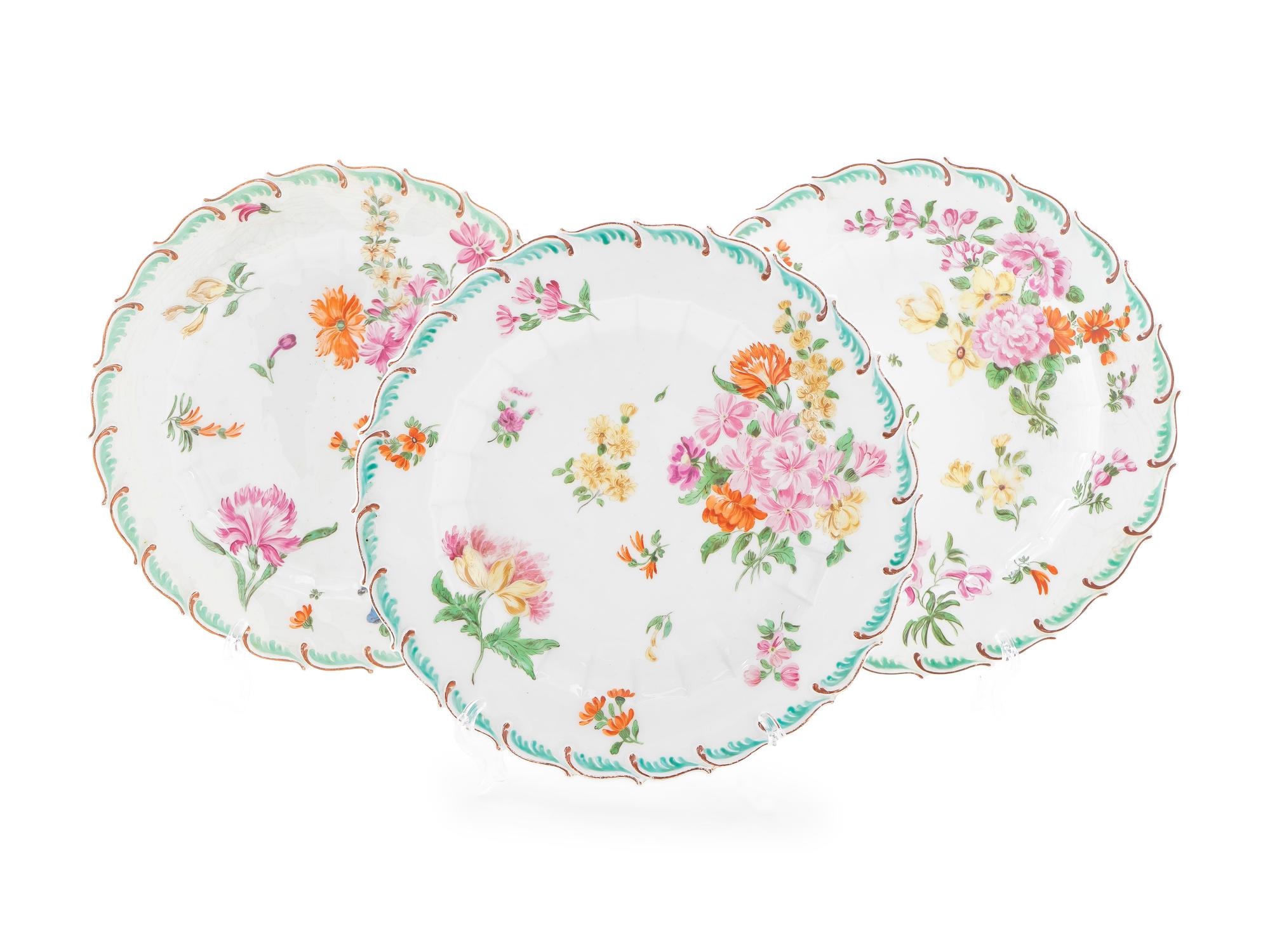 Three Chelsea Porcelain Plates — C. 1760