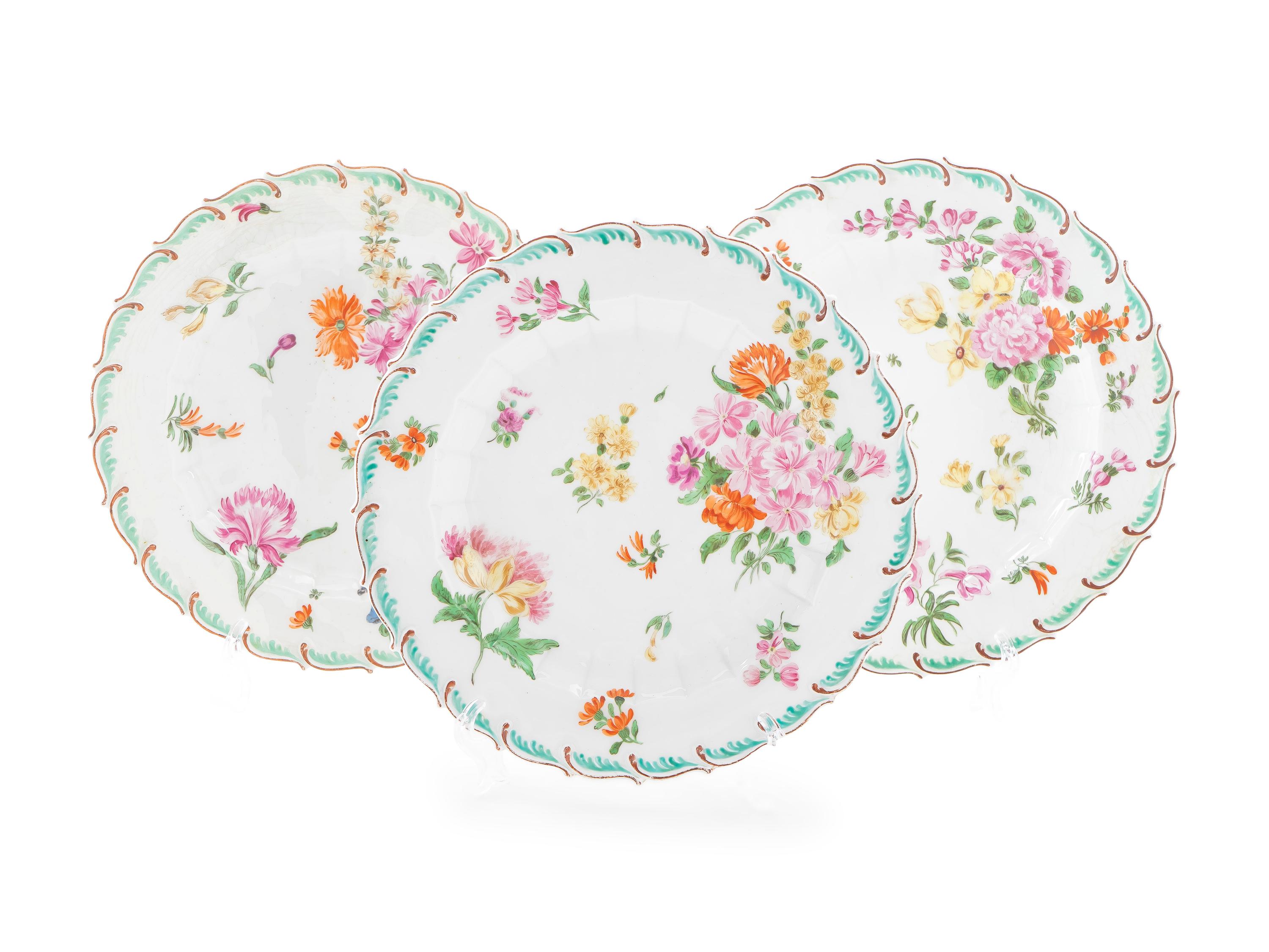 Three Chelsea Porcelain Plates — C. 1760