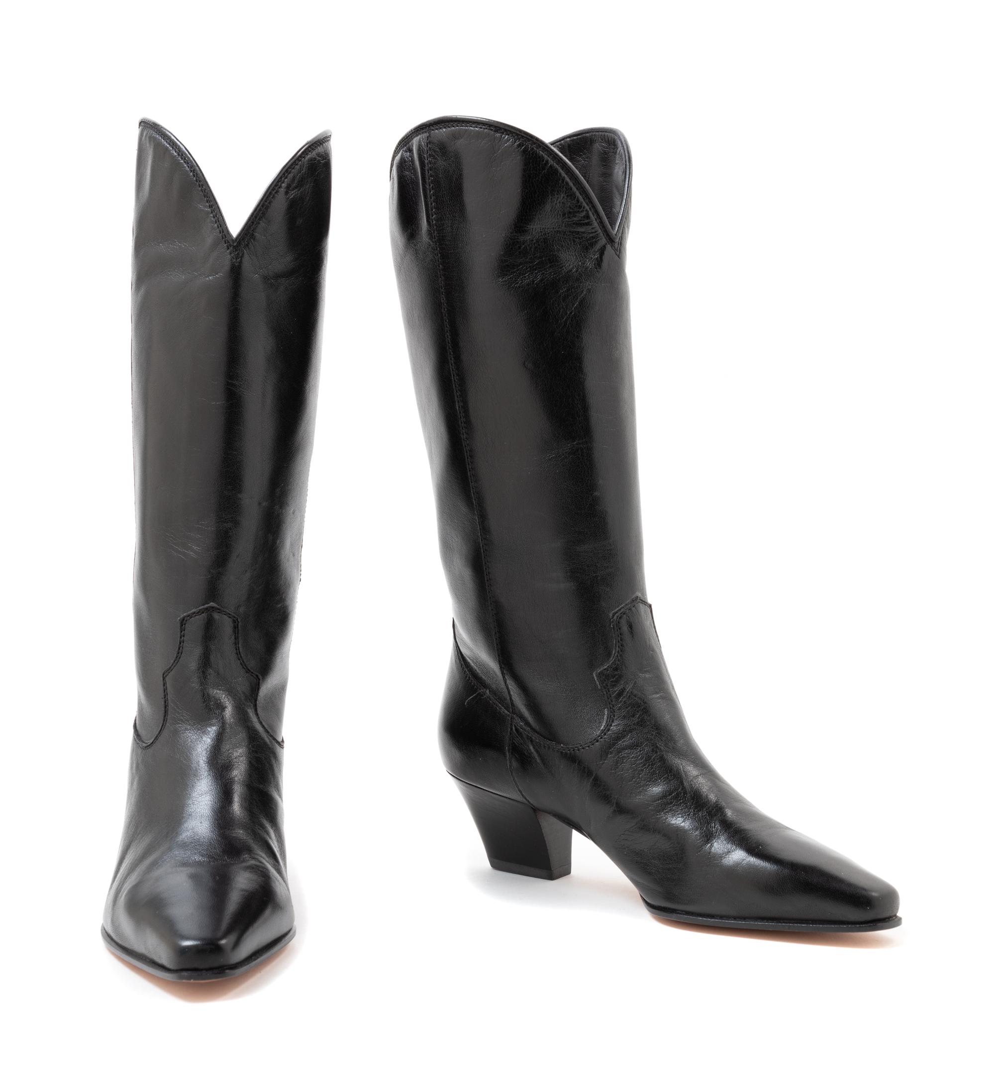 Atelier Versace Black Cowboy Boots, 1990s
