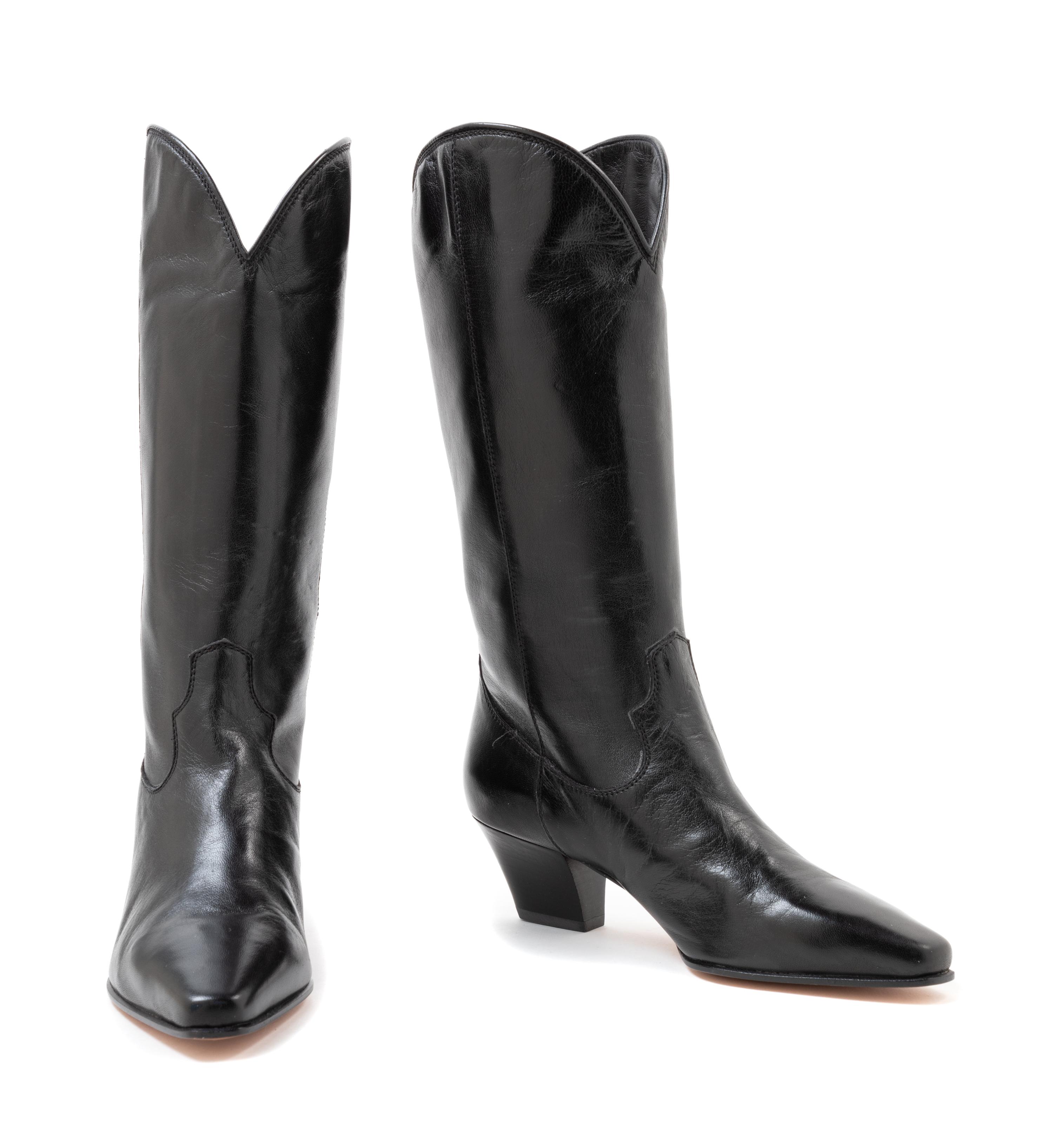 Atelier Versace Black Cowboy Boots, 1990s