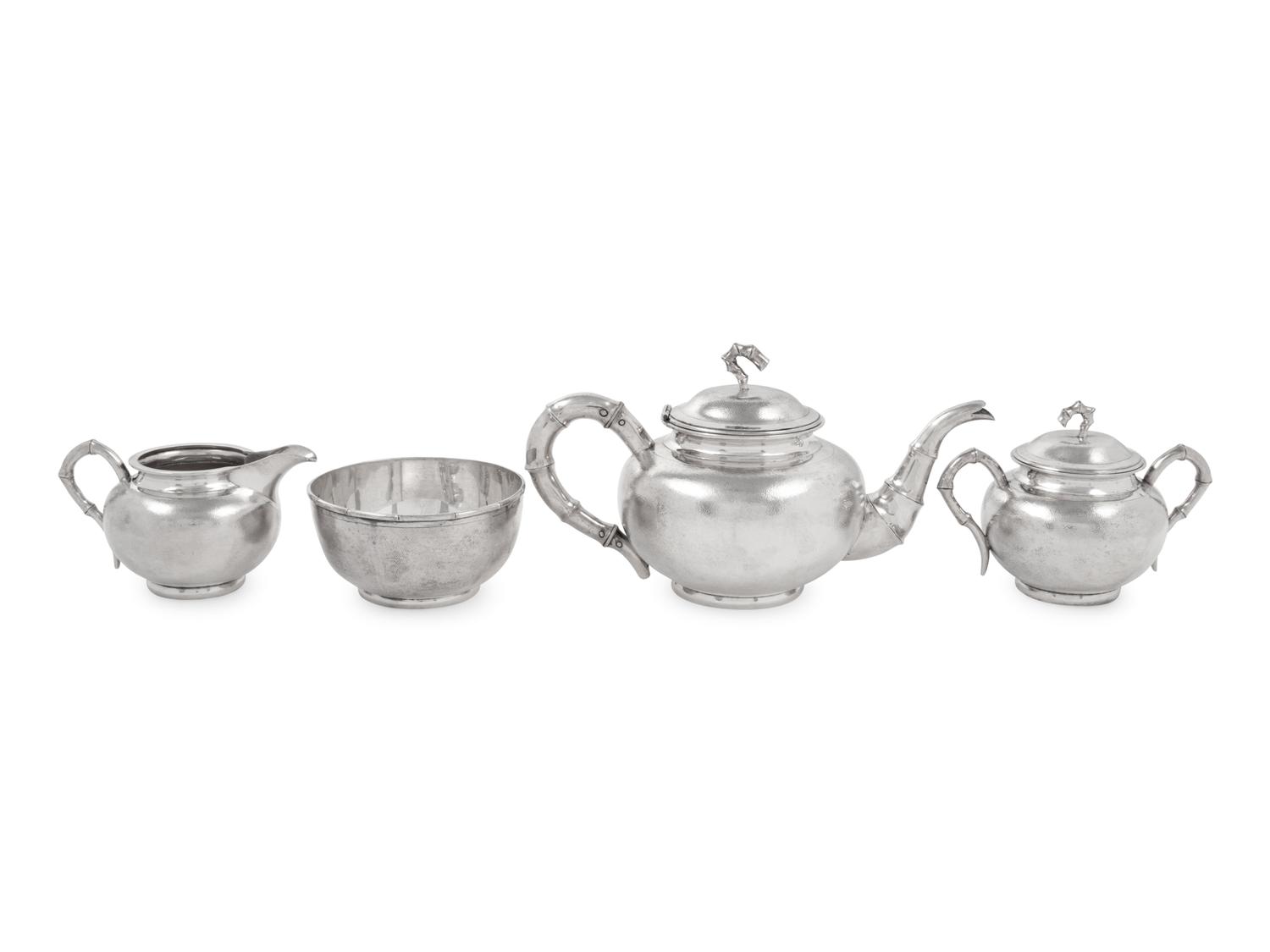 A Chinese Export Silver Tea Service