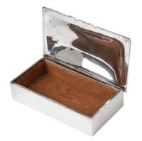 A Mexican Silver Box, 20th century, of rectangular form with decorated edge.