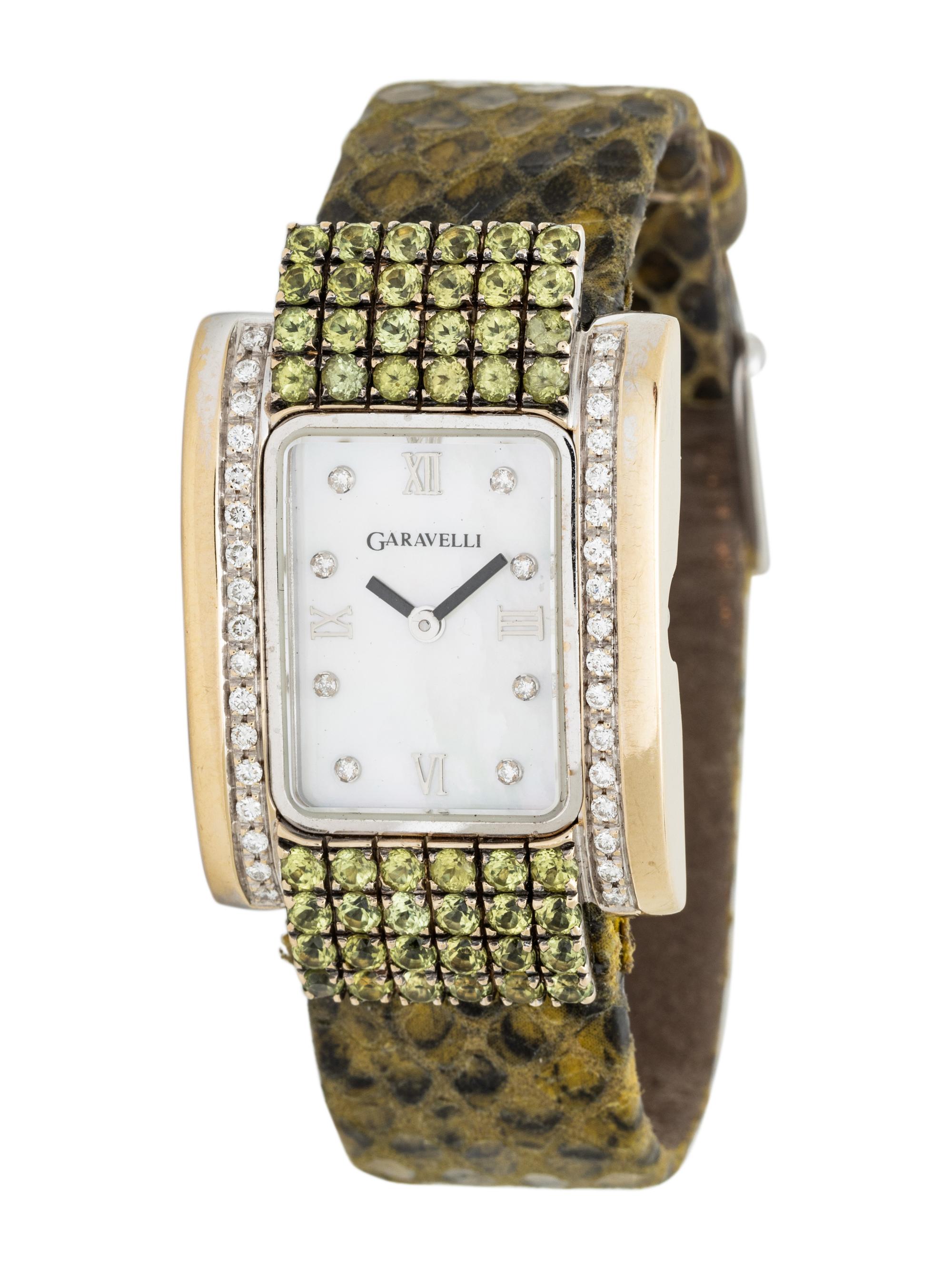 GARAVELLI, DAVID STERN, 18K WHITE GOLD, DIAMOND, AND MOTHER-OF-PEARL WATCH
