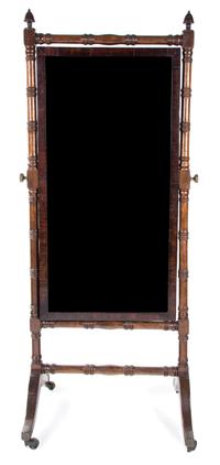 A Victorian Mahogany Cheval Mirror Height 66 x width 28 1/2 x depth 22 1/2 inches. — 19TH CENTURY