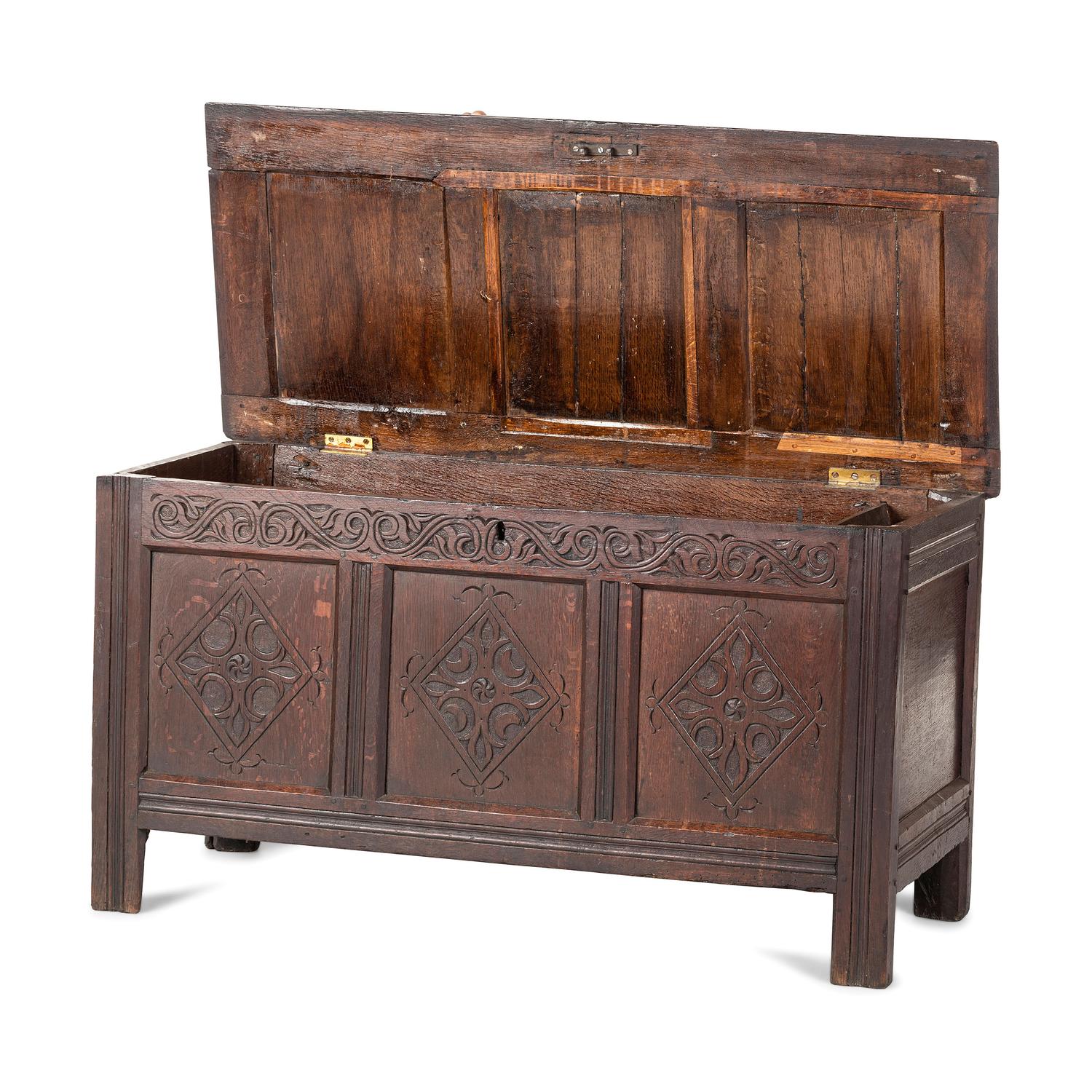 An English Carved Oak Blanket Chest
