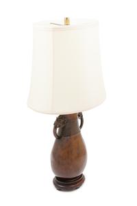 A Japanese Bronzed Metal Vase Mounted as a Lamp