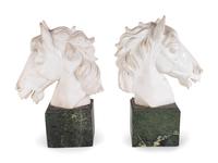 A Pair of Continental Carved Marble Horse Heads — FIRST QUARTER 20TH CENTURY