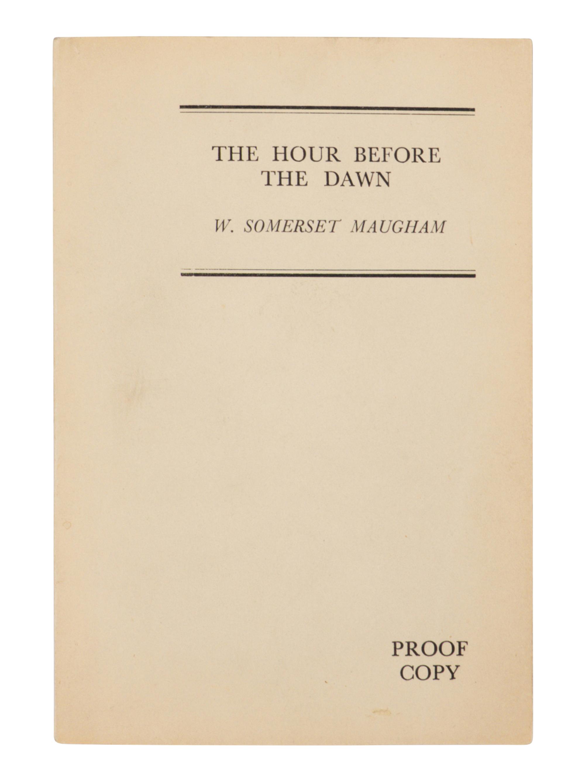 MAUGHAM, W. Somerset (1874-1965). The Hour Before the Dawn . London: William Heinemann, 1942.