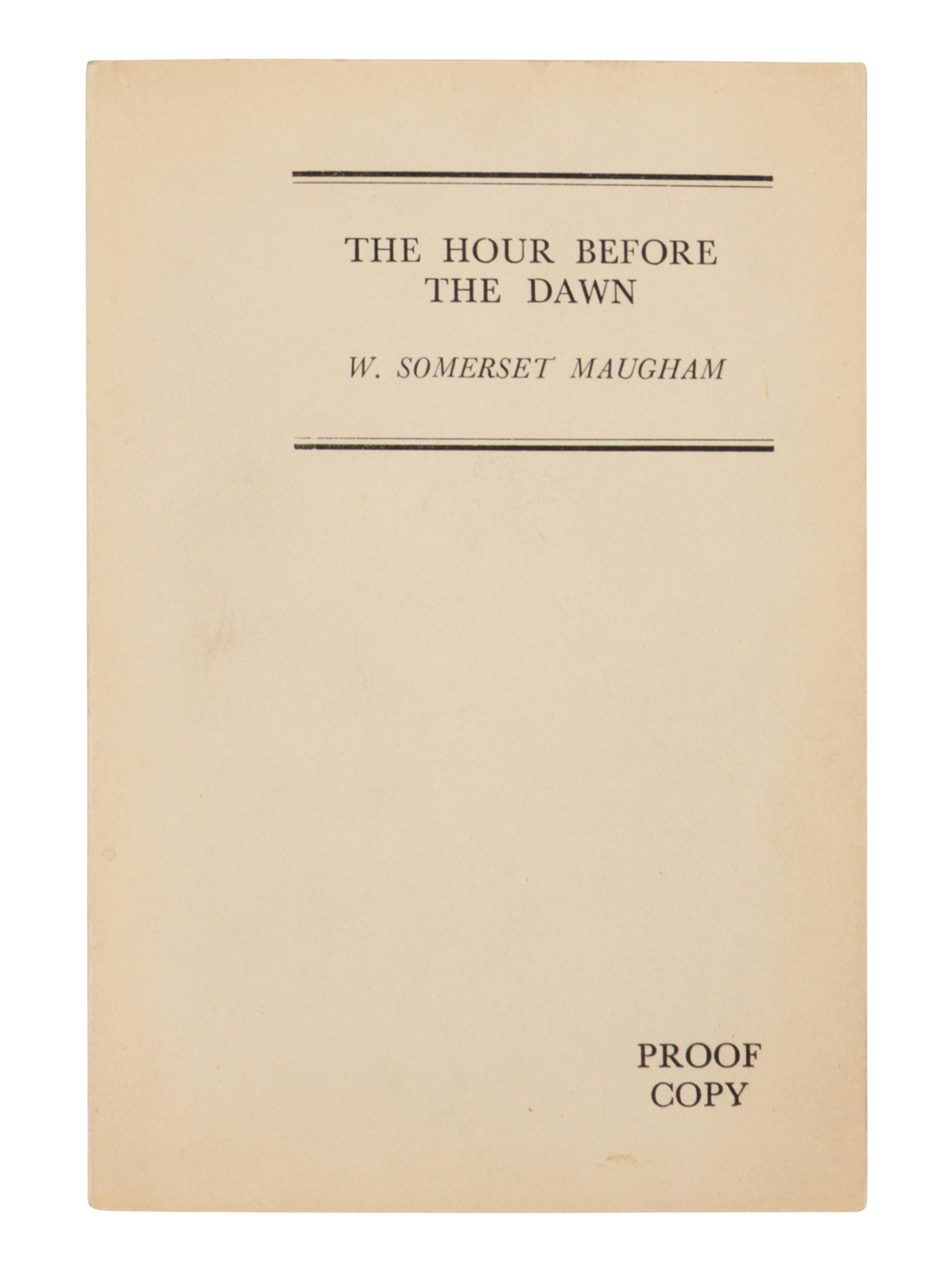 MAUGHAM, W. Somerset (1874-1965). The Hour Before the Dawn . London: William Heinemann, 1942.
