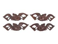 A Set of Four Chinese Hardwood Bat-Form Panels