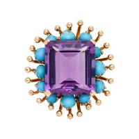 VERDURA, PARIS, AMETHYST AND TURQUOISE BROOCH