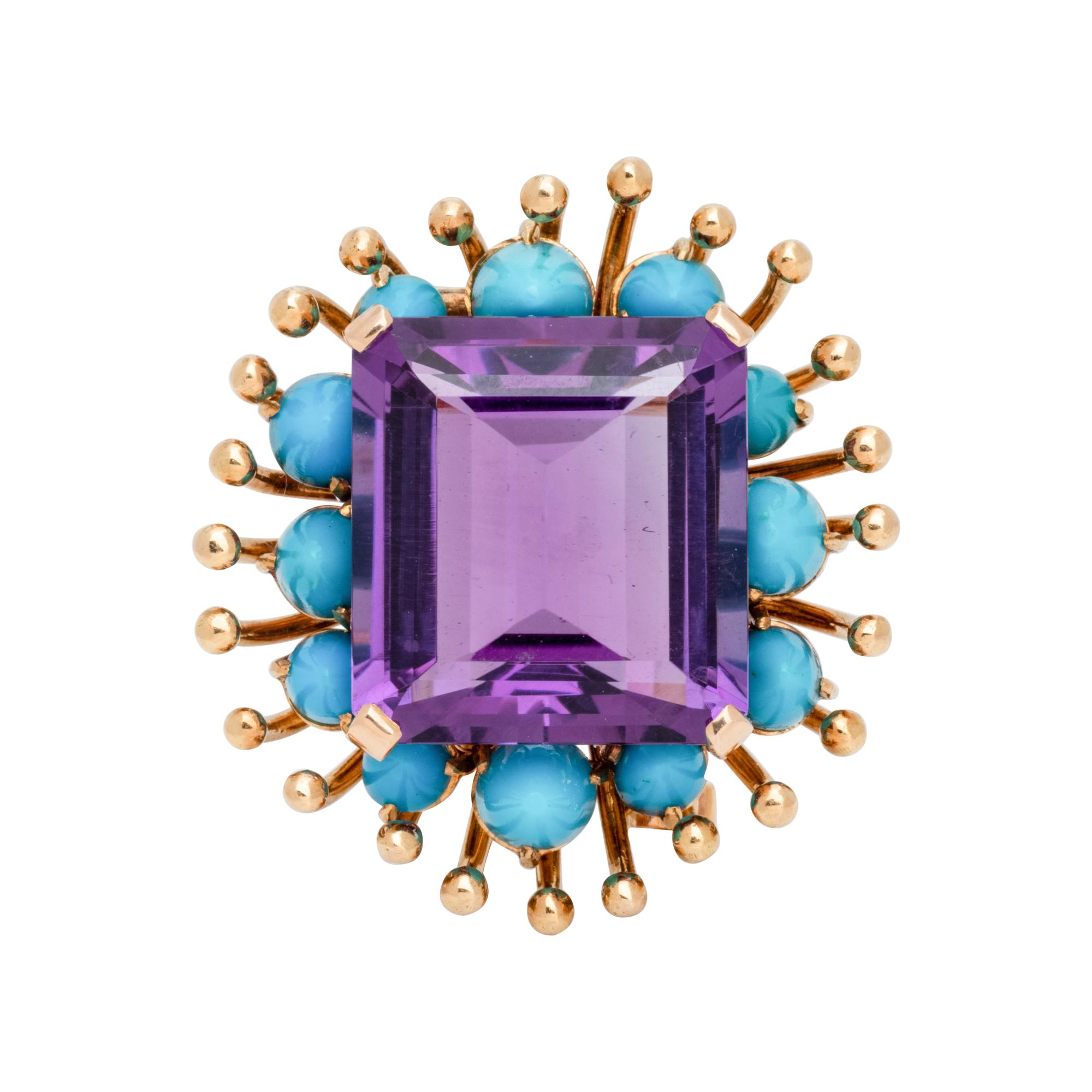 VERDURA, PARIS, AMETHYST AND TURQUOISE BROOCH