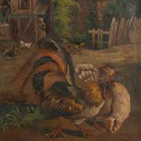 A Continental Painted Canvas Six-Panel Screen