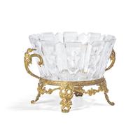 A Rococo Revival Pressed Glass and Gilt-Metal Center Bowl