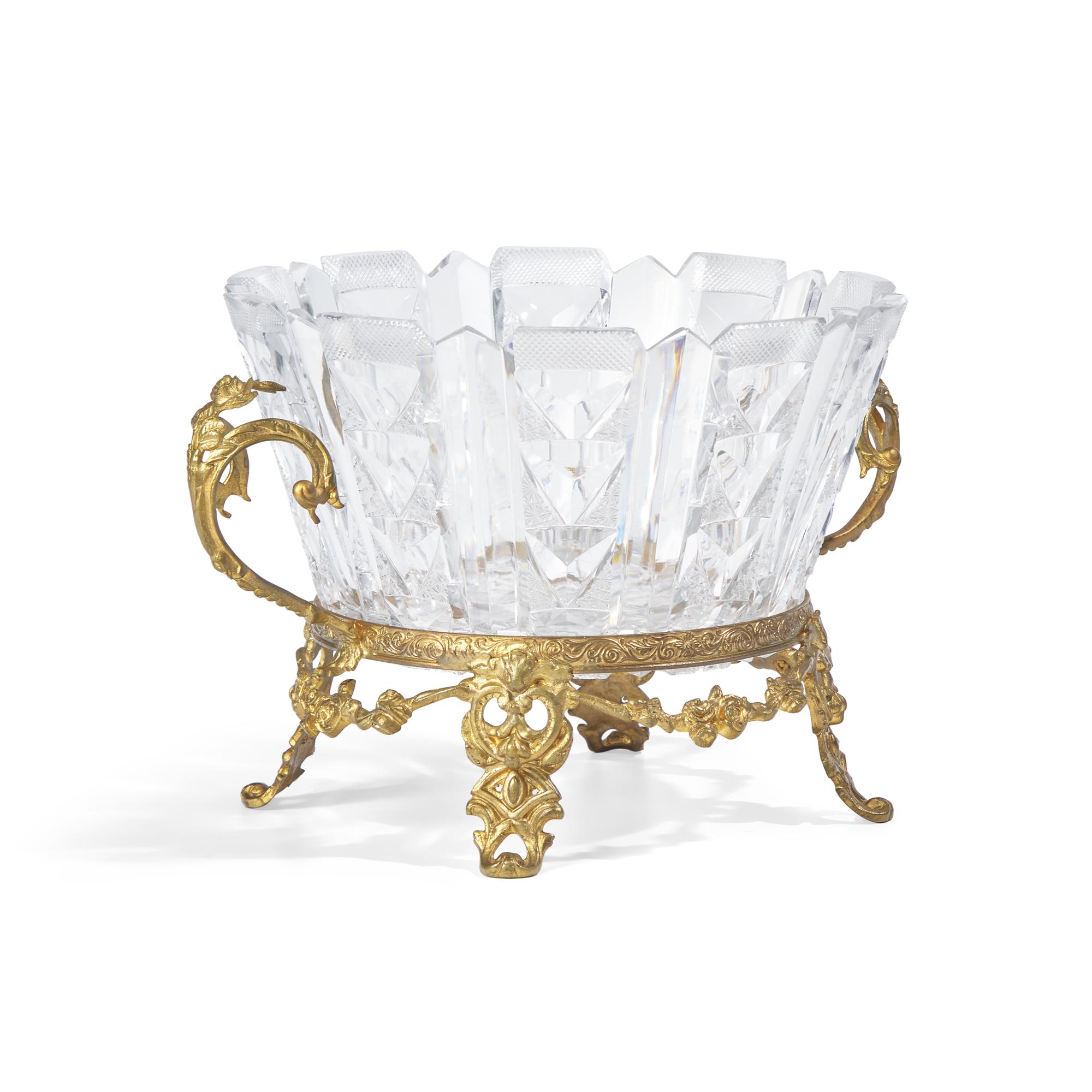 A Rococo Revival Pressed Glass and Gilt-Metal Center Bowl