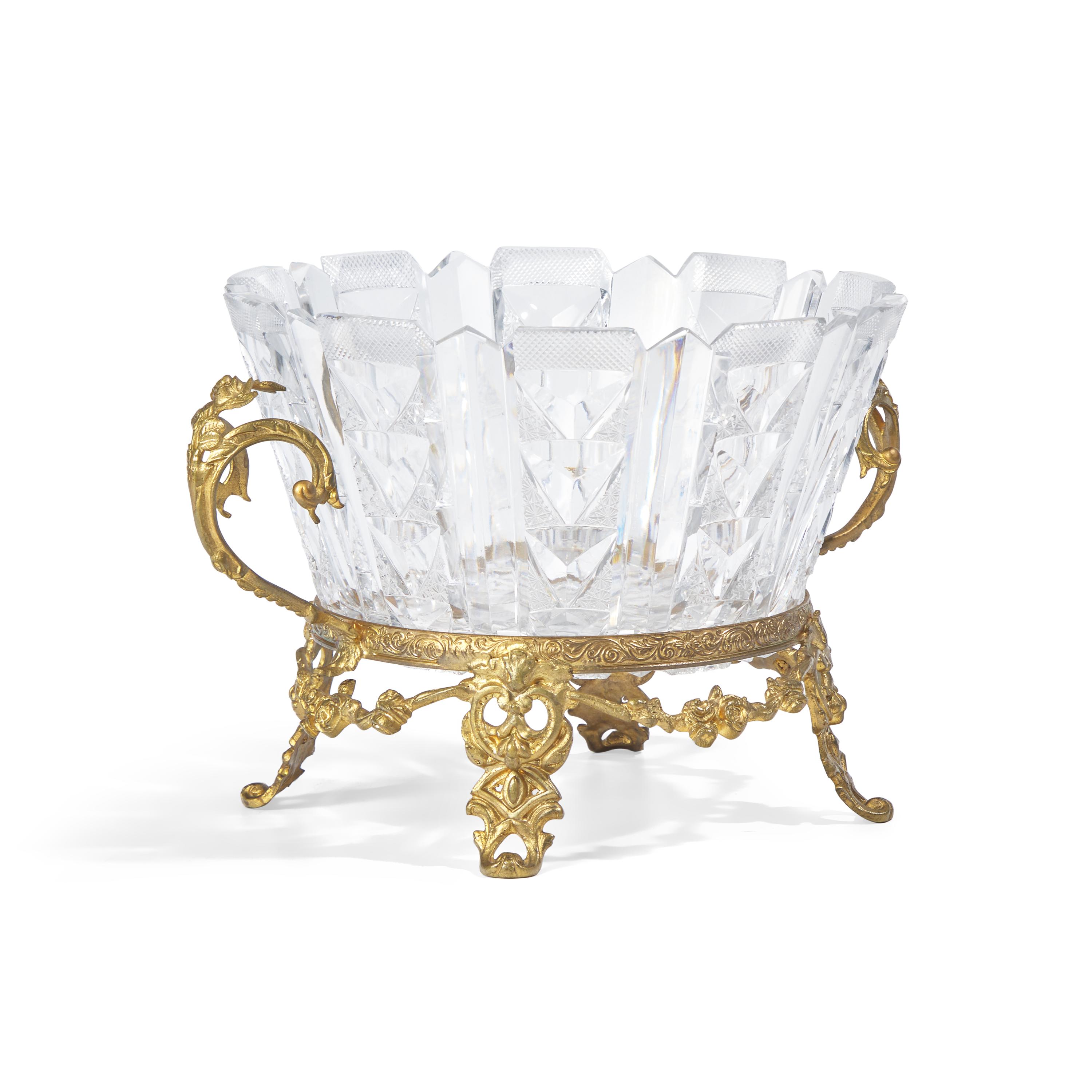 A Rococo Revival Pressed Glass and Gilt-Metal Center Bowl