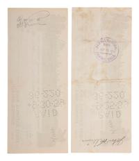 [WILD WEST SHOWS] -- [LILLIE, Gordon W. "Pawnee Bill" (1860-1942)]. A group of 7 items, incl. LS, TLS, signed checks, and memorabilia from Pawnee Bill's Old Town and Indian Trading Post.