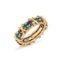 TIFFANY & CO., SCHLUMBERGER EMERALD AND SAPPHIRE '16 STONE BAND' BAND