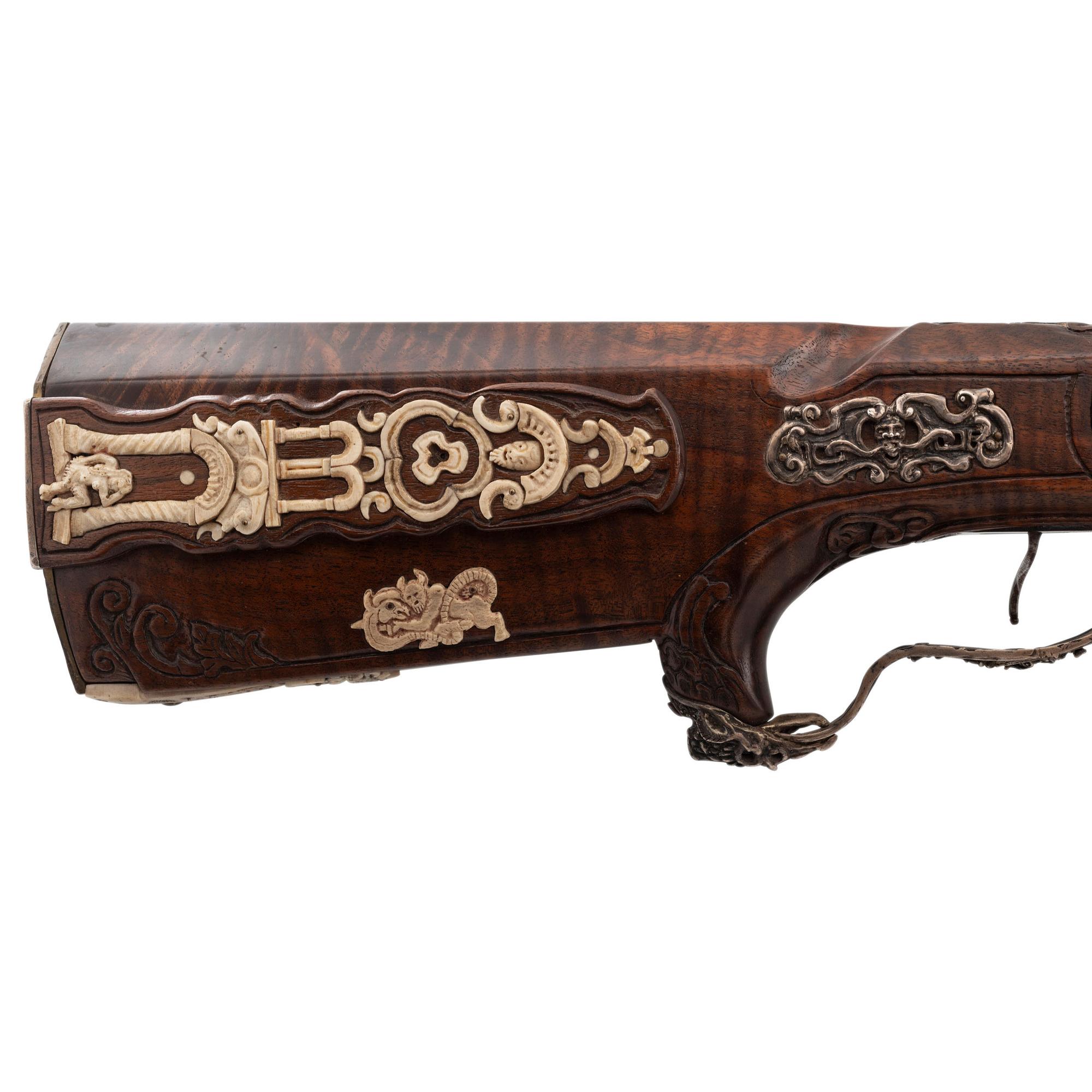 Contemporary Wheellock Rifle with Death Motifs by John B. Derrick (American, b.1936)