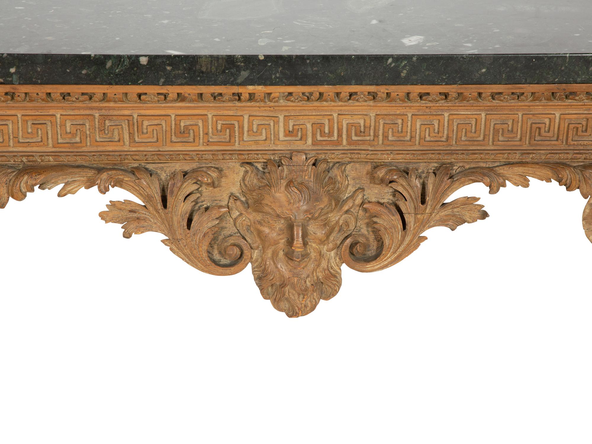 A George II Carved Pine Marble-Top Console Table