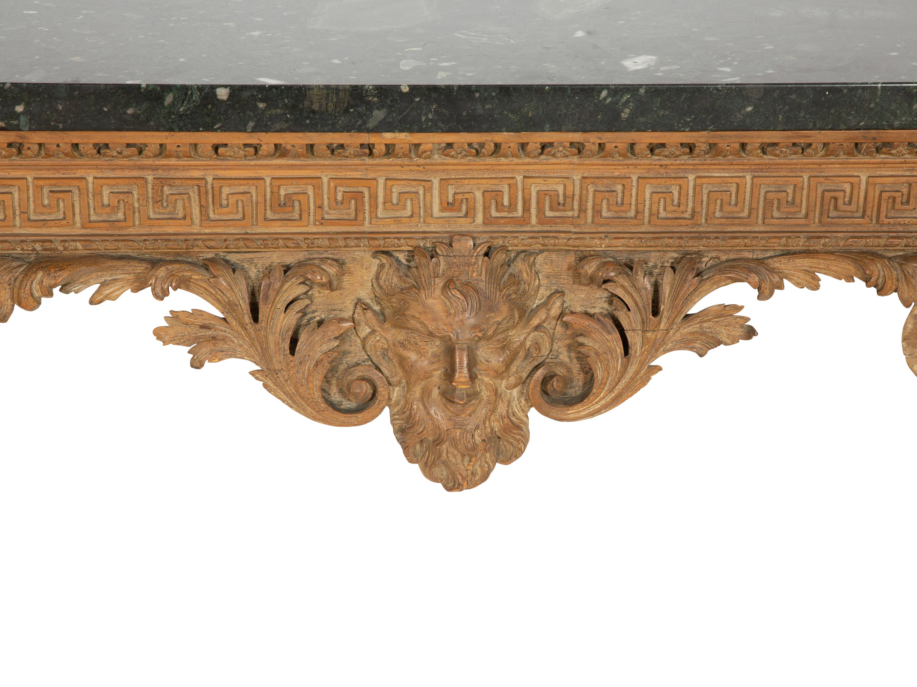 A George II Carved Pine Marble-Top Console Table