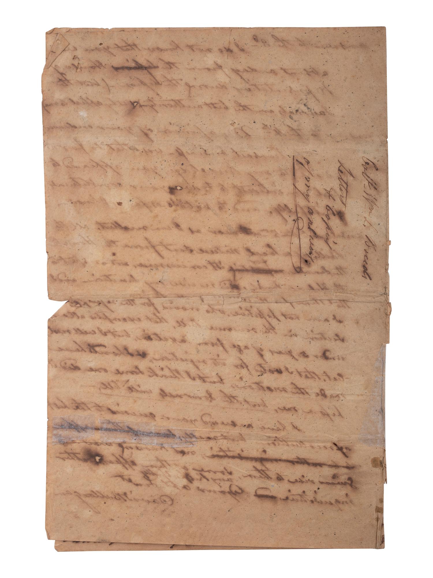 [WAR OF 1812]. MORGAN, General David B. Morgan (ca 1772-1848). Autograph letter signed. August 1829.