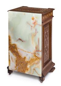 A Pair of Moroccan Bone Inlaid Side Cabinets Height 34 1/2 x width 21 x depth 16 1/4 inches. — 19TH CENTURY