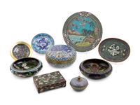Nine Chinese Cloisonné Enamel Articles