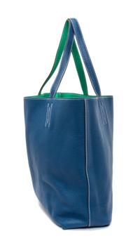 An Hermes Bleu Thalassa/Menthe 45cm Taurillon Clemence Double Sens Tote, 17.5" x 15.5" x 5".