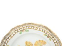 Eight Royal Copenhagen Flora Danica Reticulated Porcelain Dinner Plates