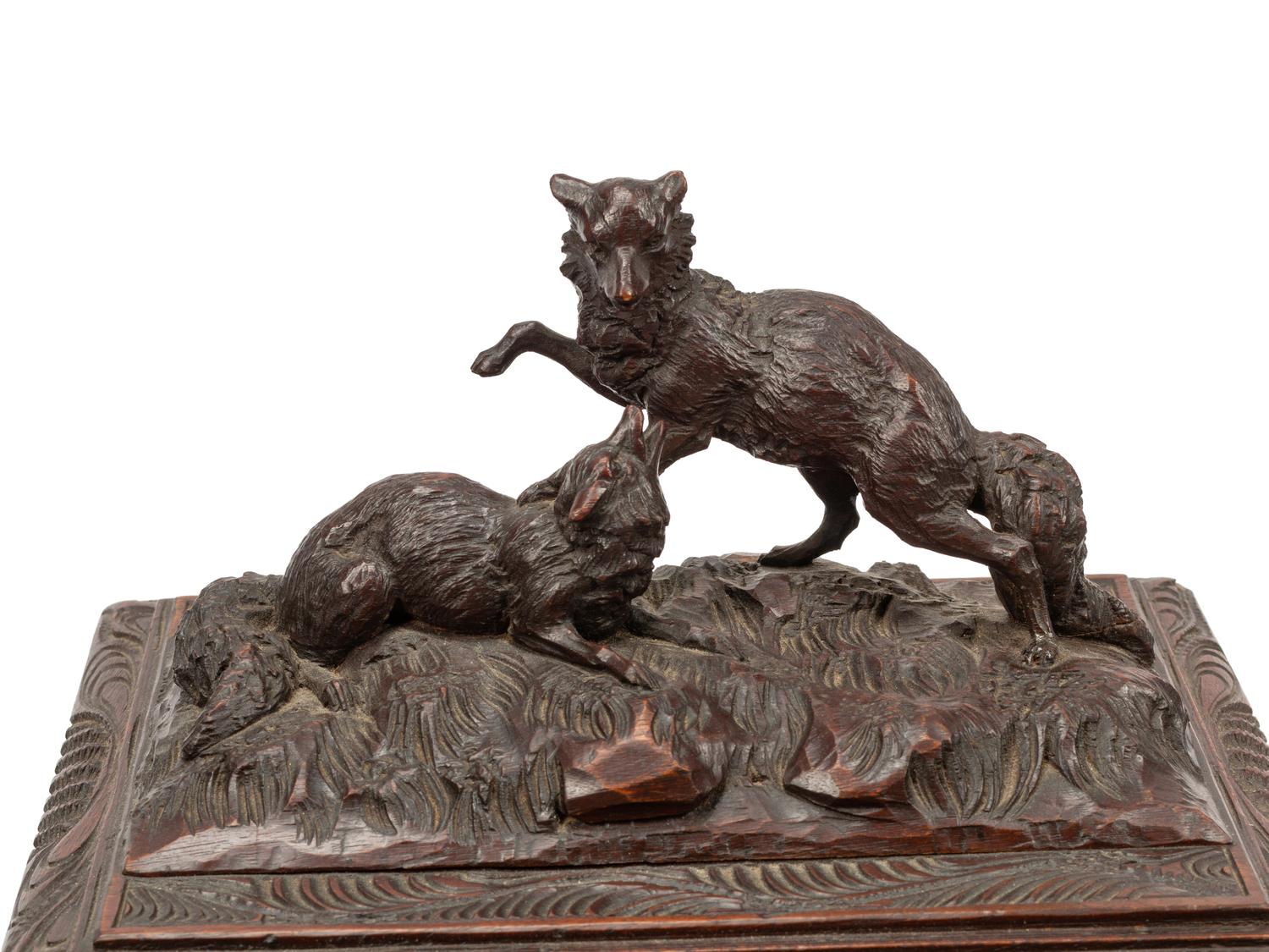Three Black Forest Carved Wood Humidors