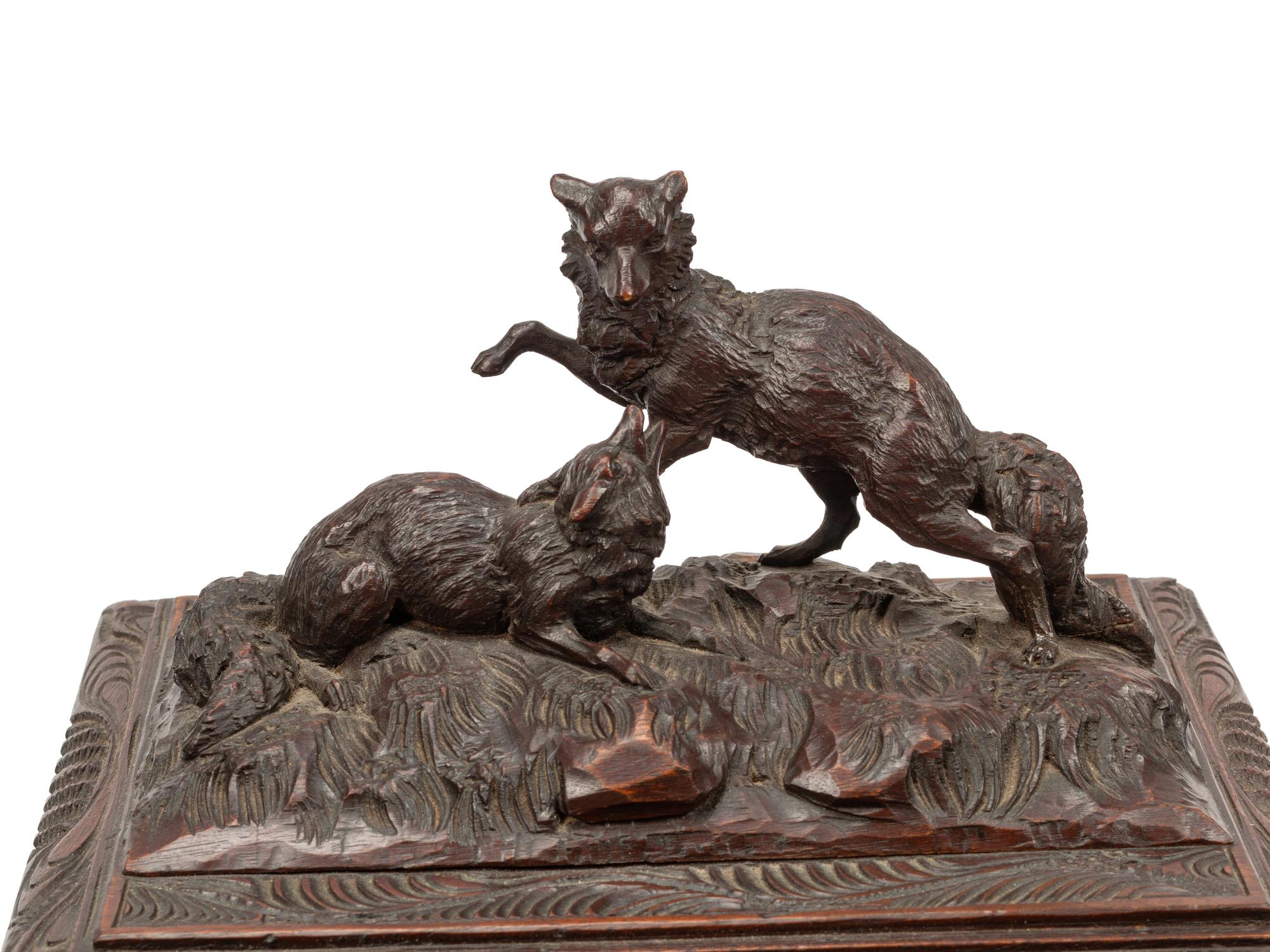 Three Black Forest Carved Wood Humidors
