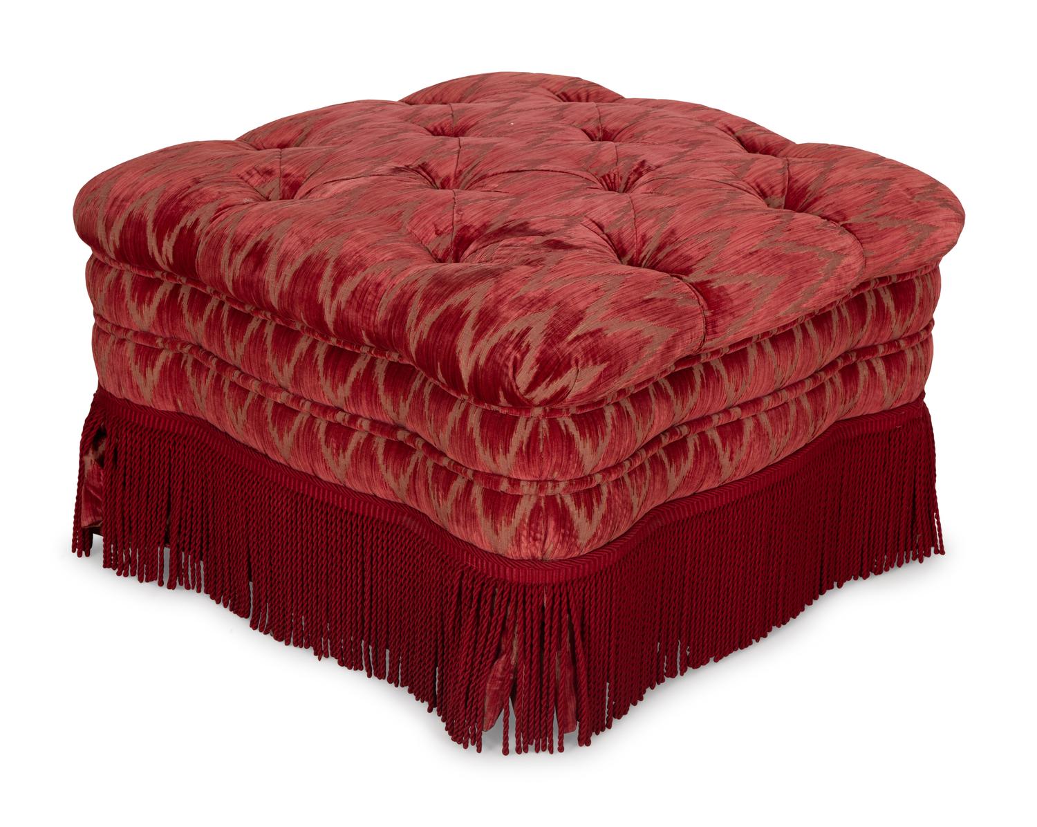 A Cut-Silk Velvet Button Tufted Ottom
