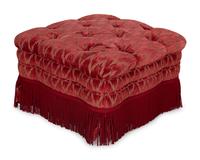 A Cut-Silk Velvet Button Tufted Ottom