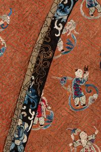 An Apricot Ground Embroidered Silk Lady’s Informal Robe