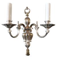 A Pair of American Silver Wash Sconces 12.75" W x 8.5" D x 16" H — United States, Circa 1920