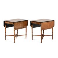 A Pair of Victorian Part-Ebonized Walnut Pembroke Tables