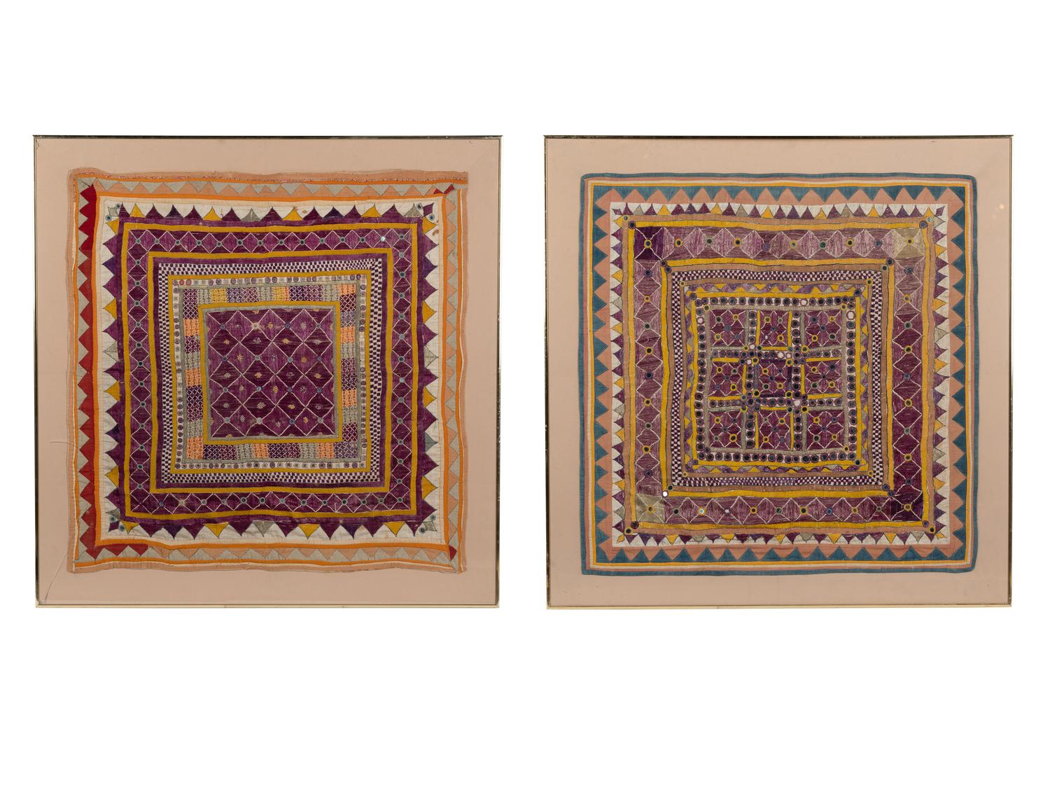 A Pair of Framed Indian Chakla Cloths
