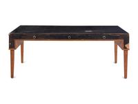 A Modernist Burlwood and Leather-Veneered Desk