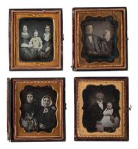 [EARLY PHOTOGRAPHY]. A group of 22 daguerreotype and tintype portraits of parents with children, including: