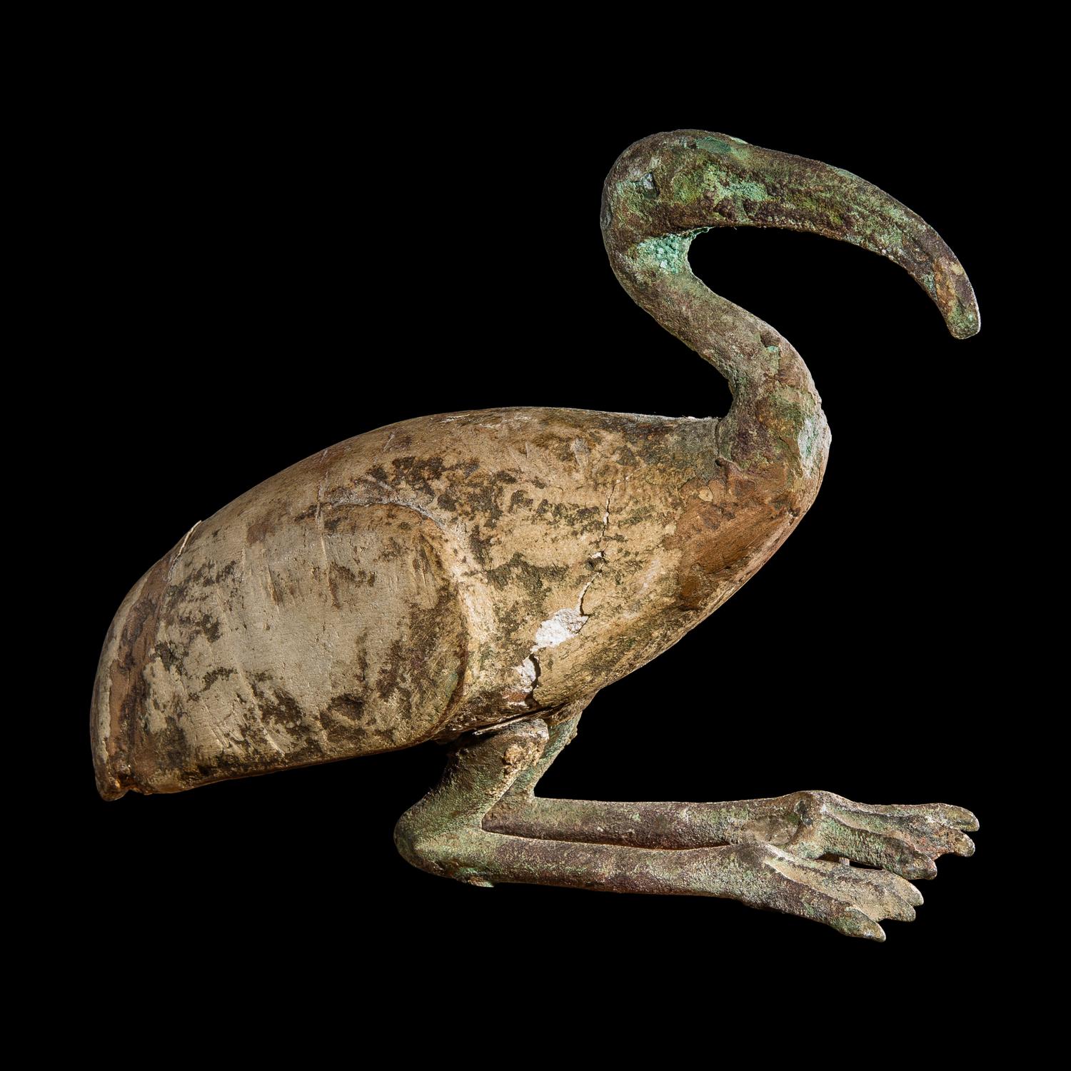 An Egyptian Wood and Bronze Ibis