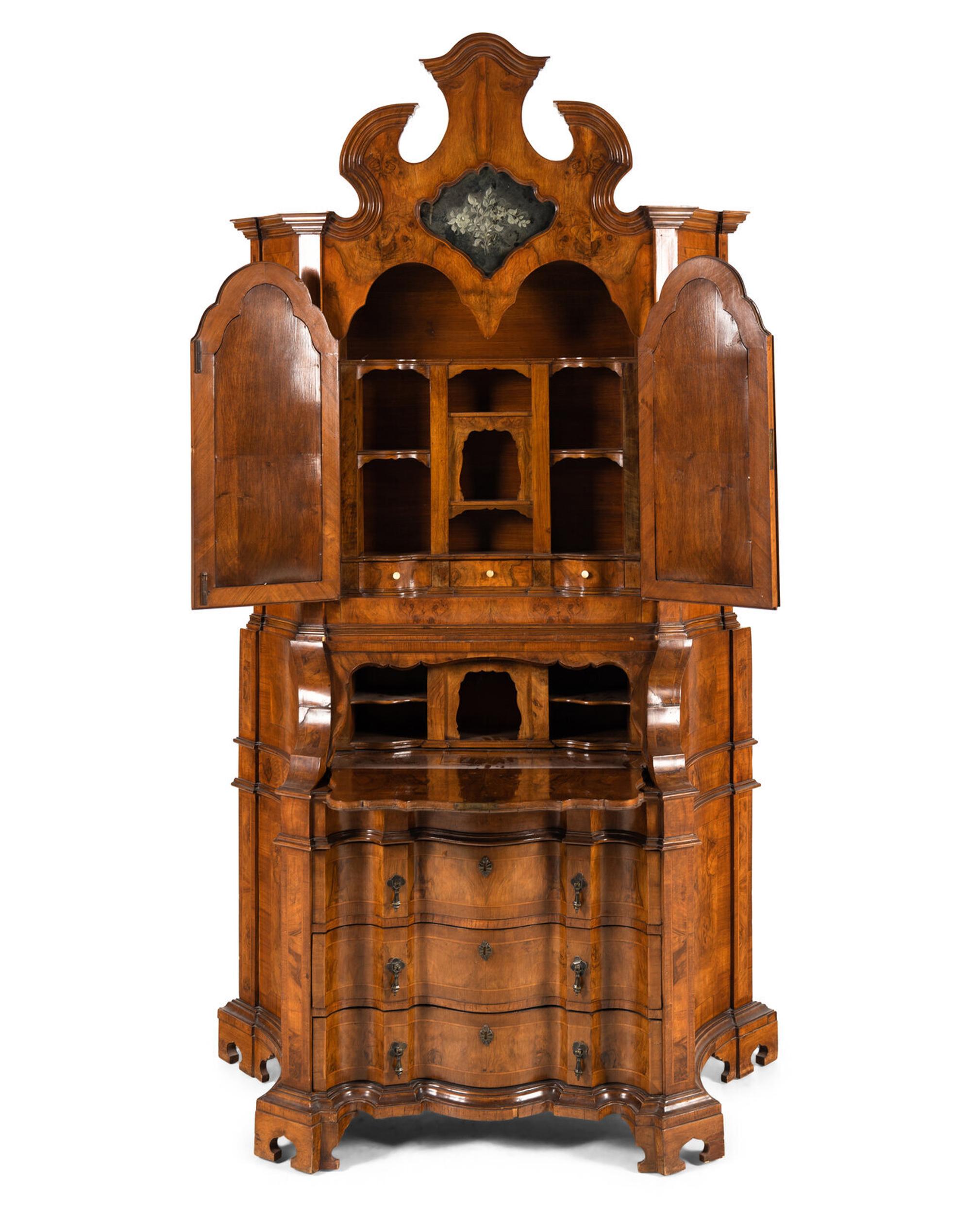 A Venetian Walnut Bureau Bookcase