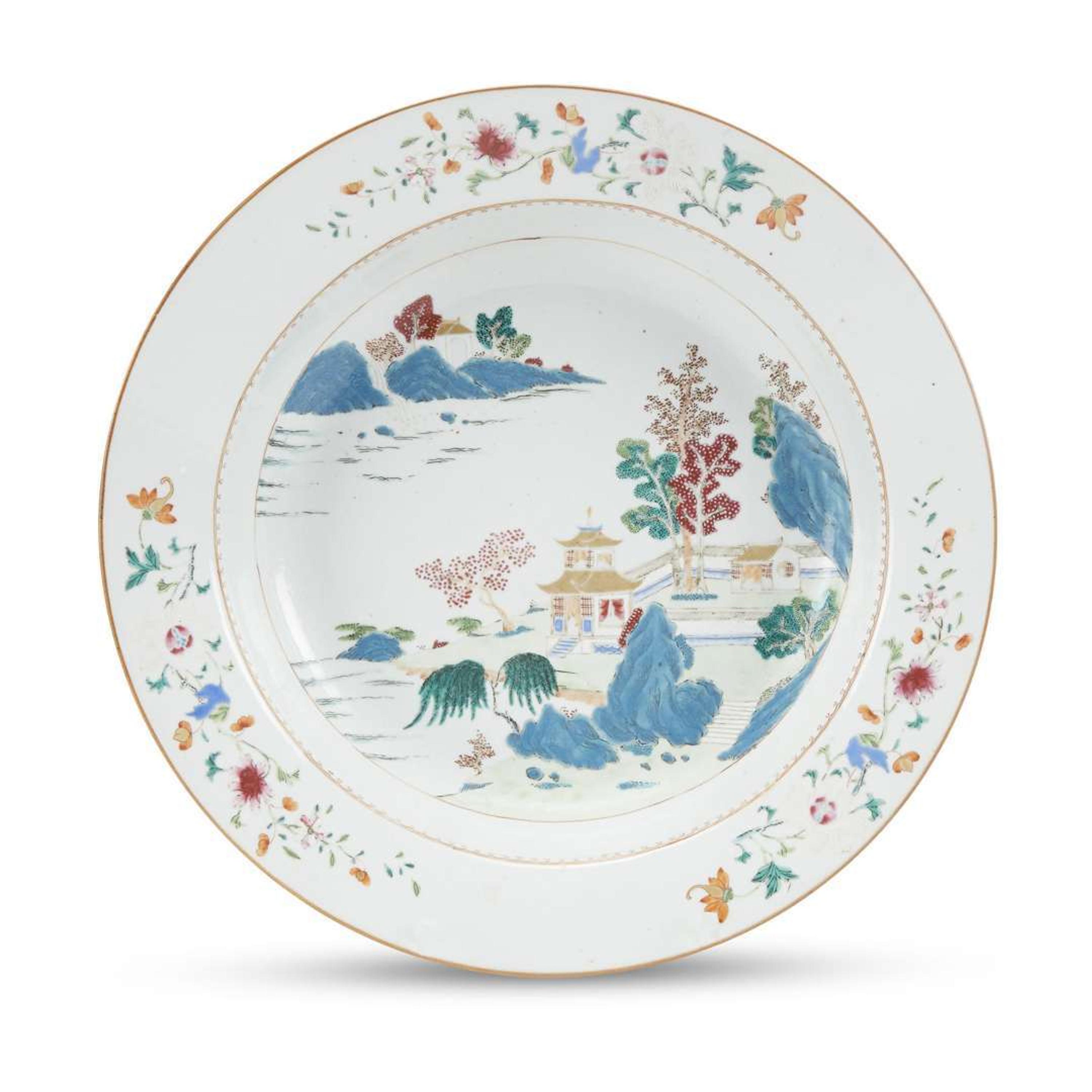Chinese Export porcelain famille rose large basin 18th century